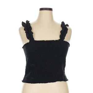 Aerie black smocked tank ruffle strap new with tag